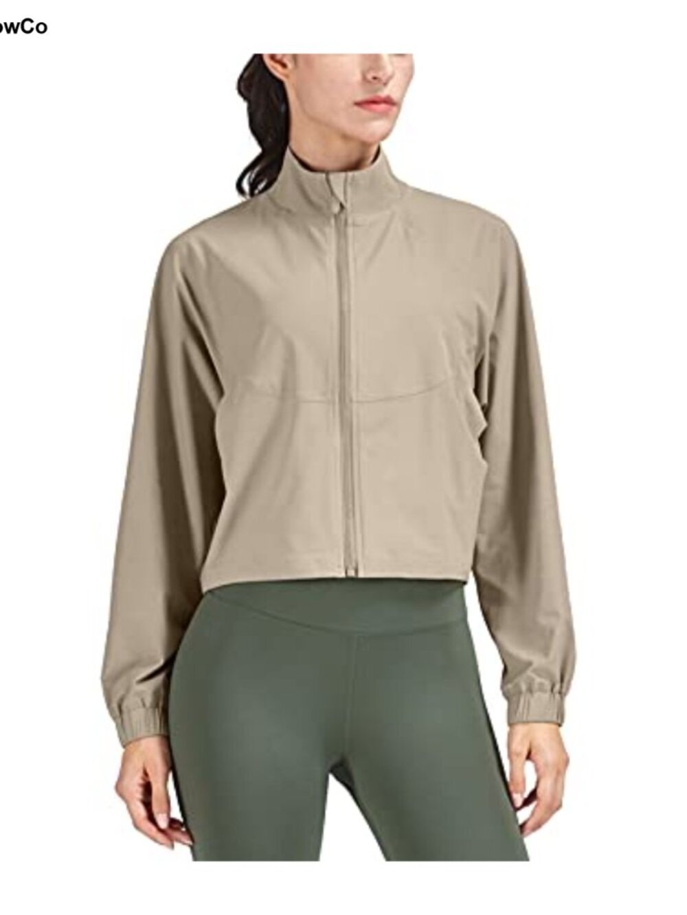 Womens UPF 50+ Athletic Running Track Zip Up Cropped Jacket